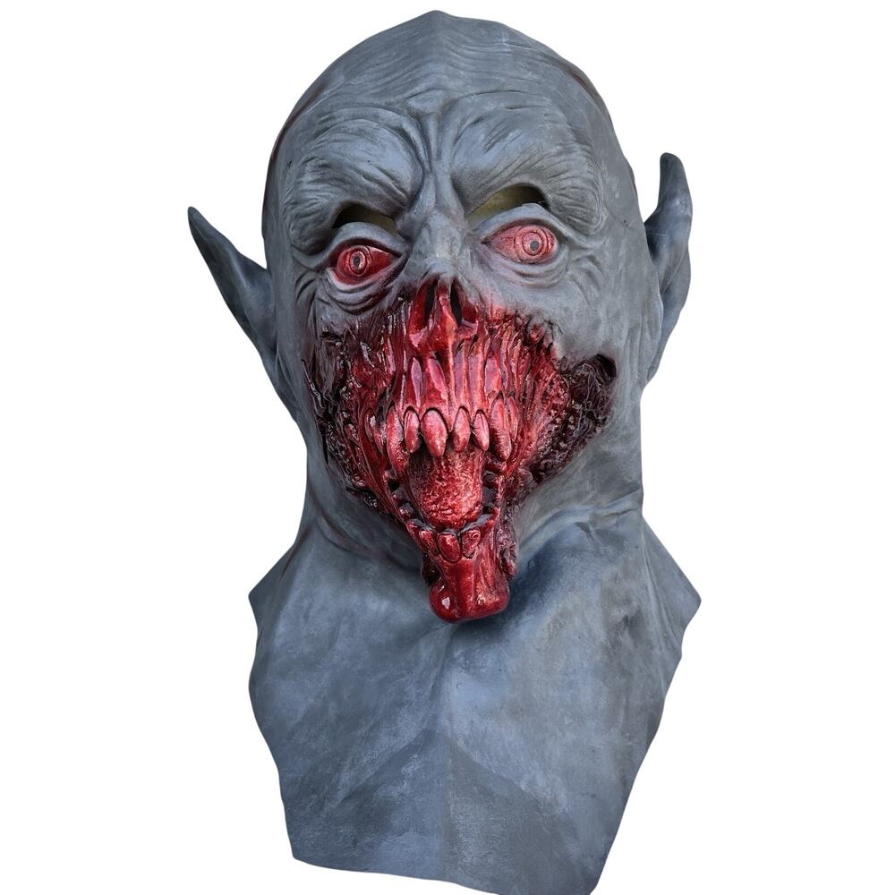 Vampire Zombie Rubber Halloween Mask Gray Full Head NWOT